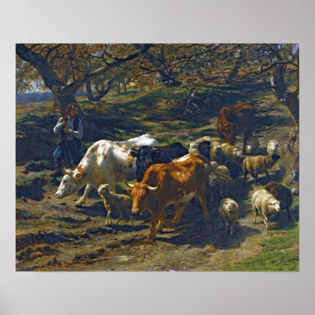 Poster Bonheur - Un Berger Avec Son Horloge (Devant)