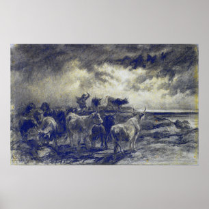 Poster Bonheur - Une vache à boeufs