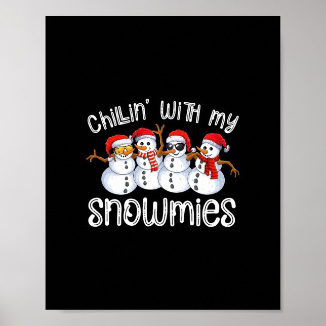 Poster bonhomme de neige chillat de noël avec mes neiges  (Devant)