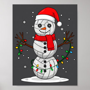 Poster Bonhomme de neige de volleyball de Noël Chapeau de