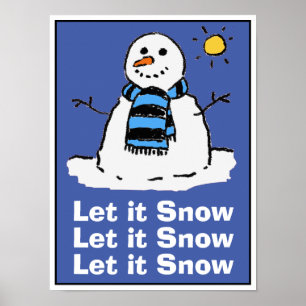 Poster Bonhomme de neige par une journée d'hiver ensoleil