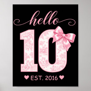 Poster Bonjour 10 Anniversaire Rose Bonjour 10 Année pe