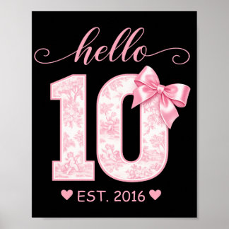 Poster Bonjour 10 Anniversaire | Rose Bonjour 10 Année pe