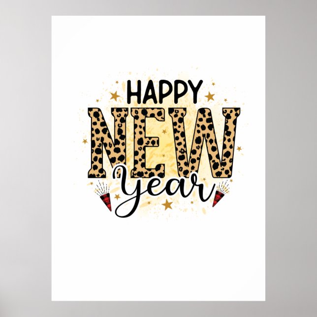 Poster Bonjour 2022 Joyeux Leopard du Nouvel An (Devant)