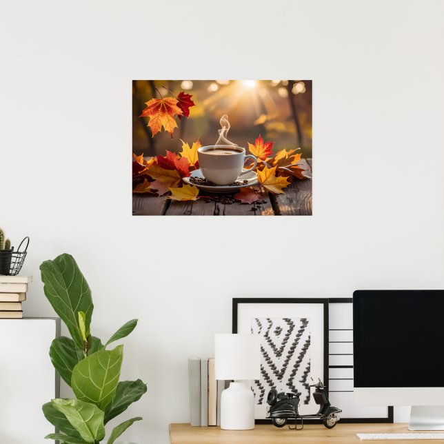 Poster Bonjour, automne (Bureau à domicile)