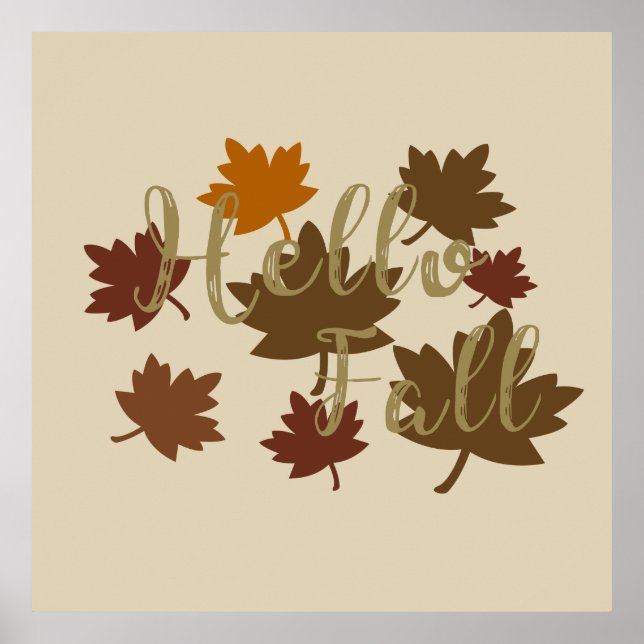 Poster Bonjour Automne aquarelle automne Feuilles d'autom (Devant)