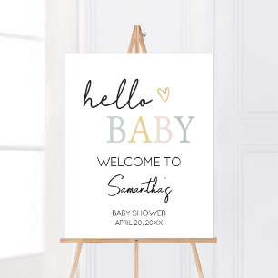 Poster Bonjour Baby Neutral Minimaliste Bienvenue