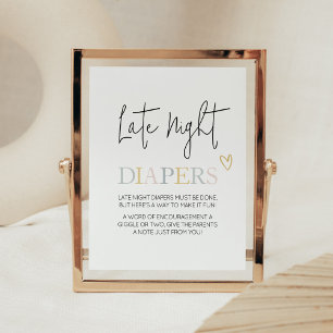 Poster Bonjour Bébé Neutre Minimaliste De La Nuit Tard Di