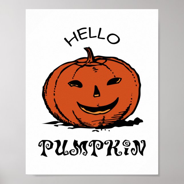 Poster Bonjour citrouille jack-o-lanterne illustration, N (Devant)