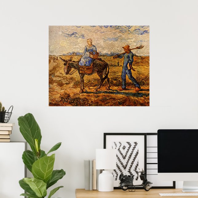 Poster Bonjour, Couple paysan par Vincent van Gogh (Bureau à domicile)