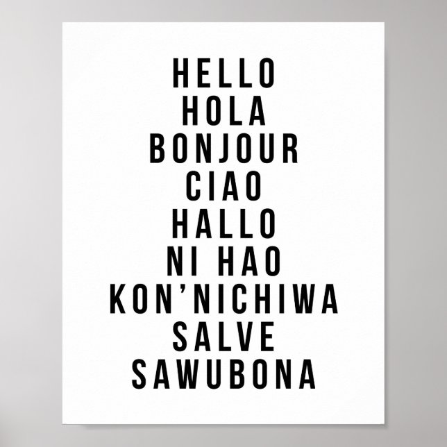 Poster Bonjour Dans Plusieurs Langues (Devant)