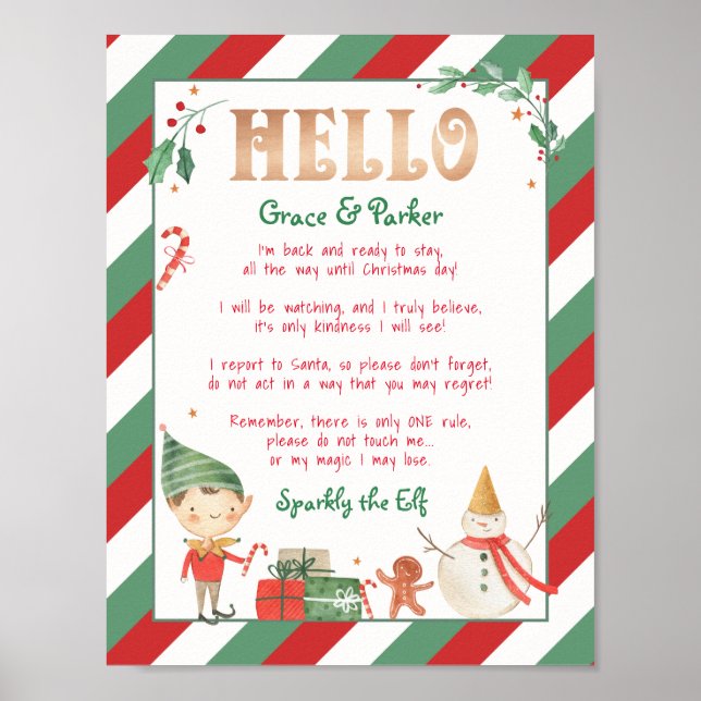 Poster Bonjour de votre Elf Lettre Imprimer (Devant)
