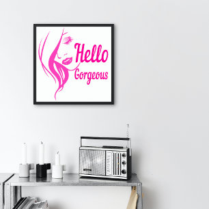 Poster Bonjour Dessin de Dactylo Visage Dame Magnifique P