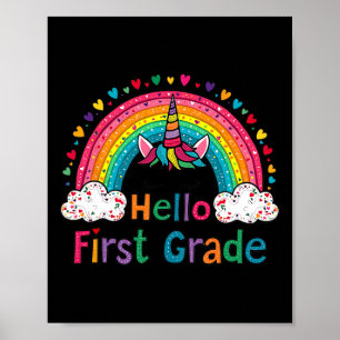 Poster Bonjour Enseignant Enfant Licorne Mignonne Arc-en-