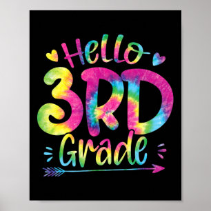 Poster Bonjour enseignants de 3e année Les élèves Tie Dye