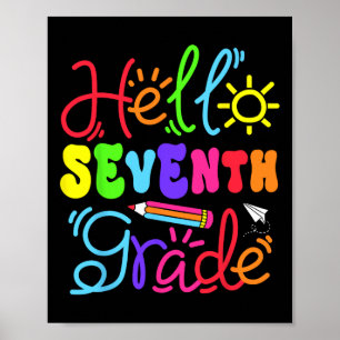 Poster Bonjour Fille Enseignante de Septième Année Retour