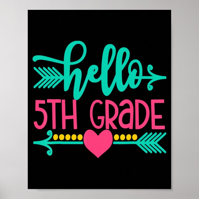 Poster Bonjour Filles de 5e année Retour à l'école Cadeau (Devant)