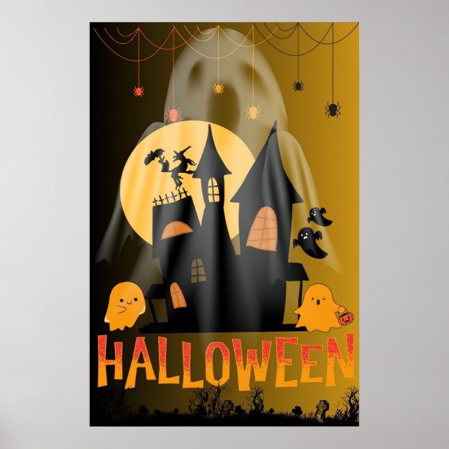 Poster Bonjour Halloween, mignonne et horreur Boo Graphis (Devant)