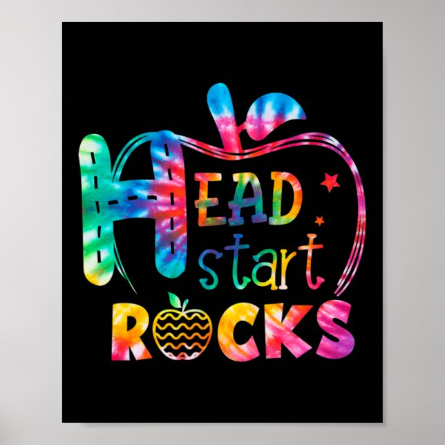 Poster Bonjour Head Start Rock Tie Dye Retour à l'école E (Devant)
