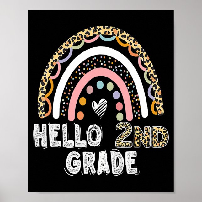Poster Bonjour Leopard Rainbow 2e année Retour à l'école  (Devant)