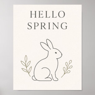 Poster Bonjour Ligne Artistique Minimaliste de Lapin de P