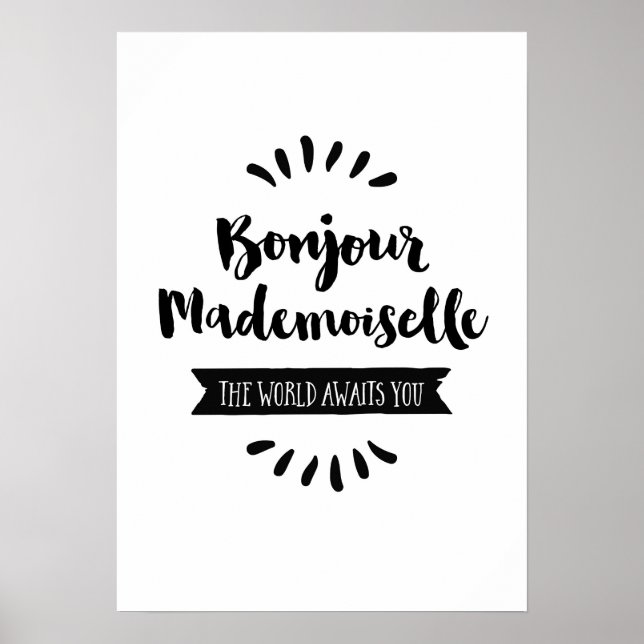 Poster Bonjour Mademoiselle Le monde vous attend (Devant)