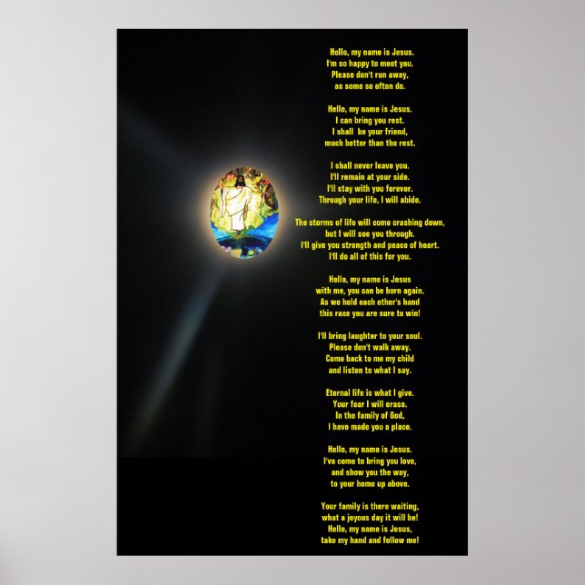 Poster BONJOUR MON NOM EST JÉSUS poème (Devant)