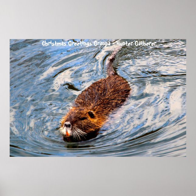 Poster Bonjour Noël Grand-père Hunter Gatherer (Devant)