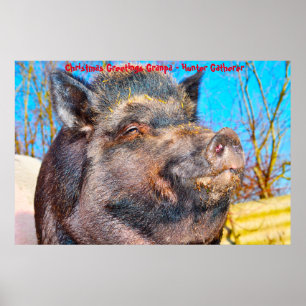 Poster Bonjour Noël Grand-père Hunter Gatherer