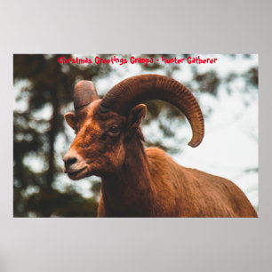 Poster Bonjour Noël Grand-père Hunter Gatherer