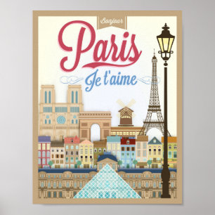 Poster Bonjour Paris Travel