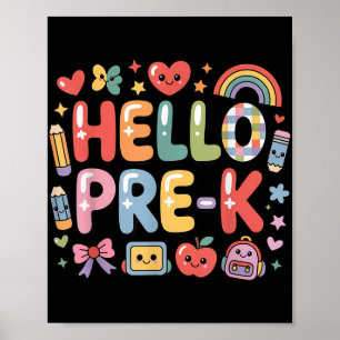Poster Bonjour Pré-k Retour À L'École Enseignant Fun Gra