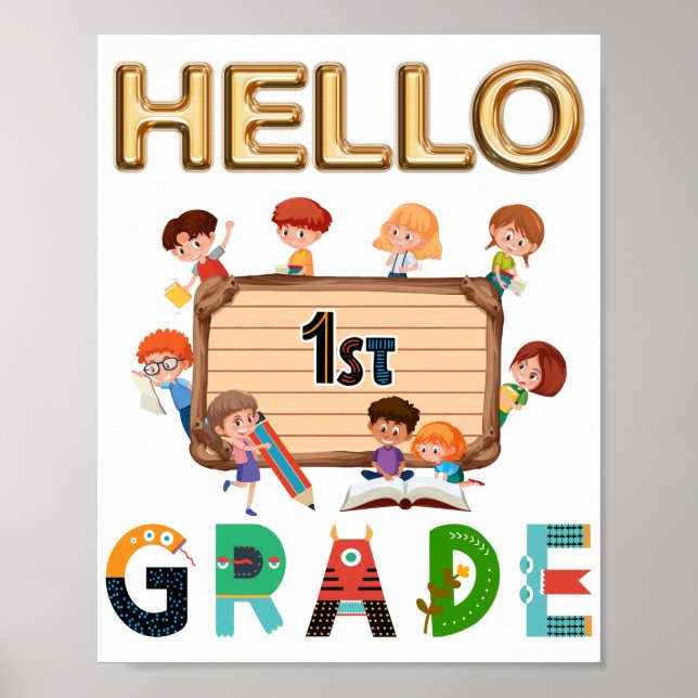 Poster Bonjour Première Année Retour à l'école 1ère année (Devant)
