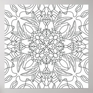 Poster Bonjour Printemps : Page de coloriage abstrait flo