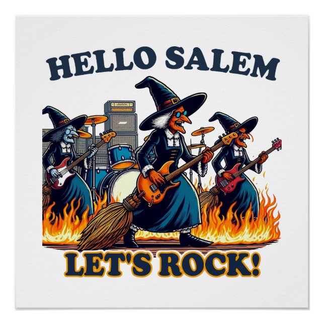 Poster Bonjour Salem Massachusetts Witch Rock Band (Devant)
