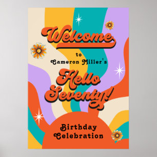 Poster Bonjour Soixante-dix Super fête d'anniversaire des