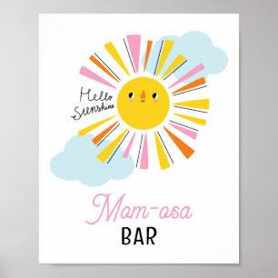 Poster Bonjour Sunshine Girl Baby shower Maman-osa Bar Po