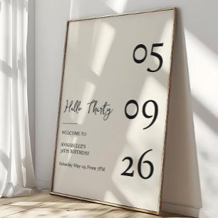 Poster Bonjour Trente Anniversaire Minimaliste Moderne 30