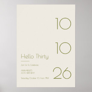 Poster Bonjour Trente Minimal Moderne 30e Anniversaire