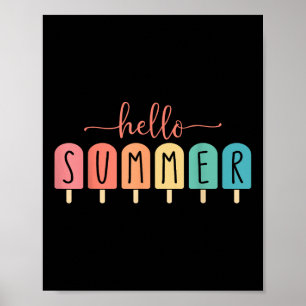 Poster Bonjour Vacances Été Glace Crème Popsicle Ice Loll