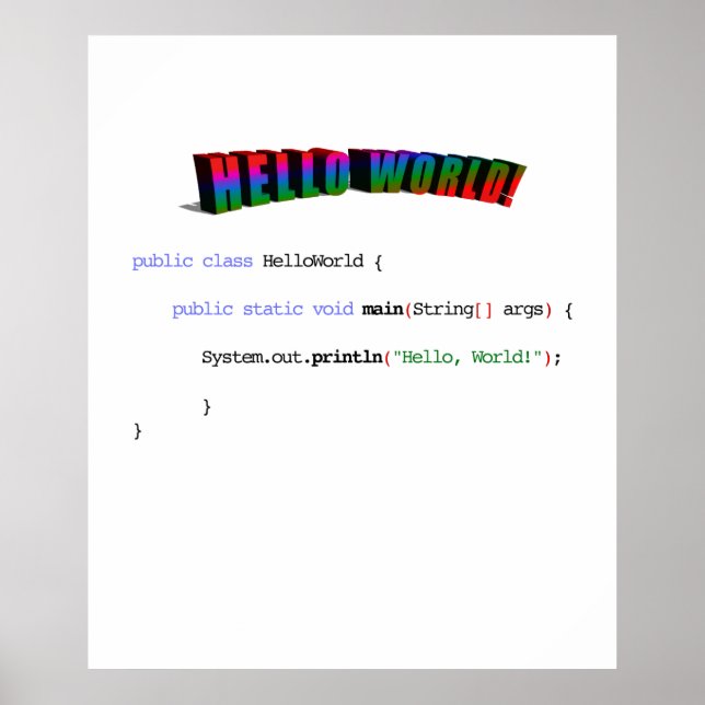 Poster Bonjour World geek saluant Java (Devant)