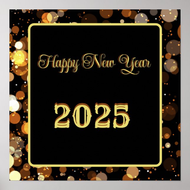 Poster Bonne année 2025 Elégante bulle d'or (Devant)