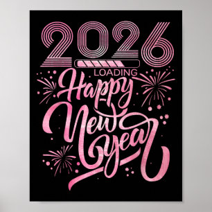 Poster Bonne année 2026 Chargement des feux d'artifice