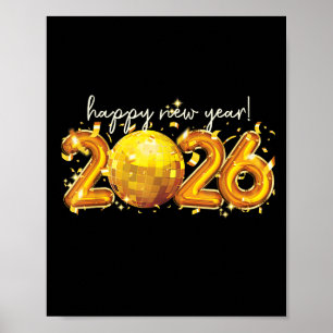 Poster Bonne année 2026 Retro Ball Celebration