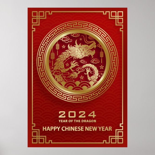 Poster Bonne année chinoise 2024 Nouvel an lunaire 2024 (Devant)