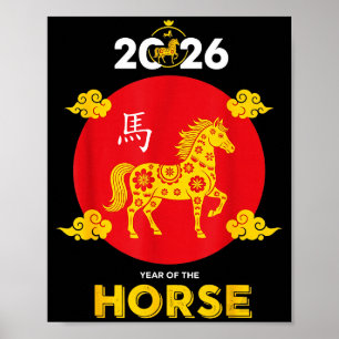 Poster Bonne année chinoise 2026 Année du Cheval