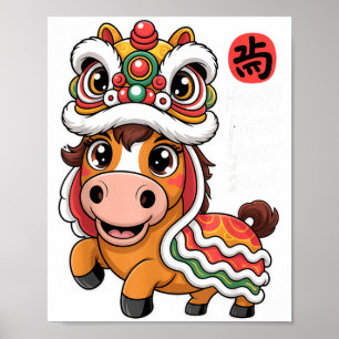 Poster Bonne année chinoise 2026 Année du cheval Drag