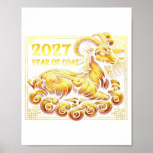 Poster Bonne année chinoise 2027 - Nouvel An lunaire Chèv