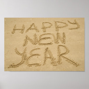 Poster Bonne année dans le sable