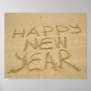 Poster Bonne année dans le sable
